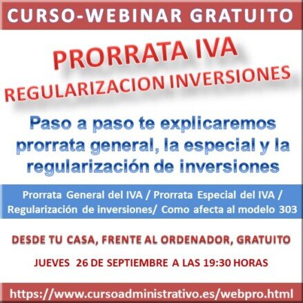 Webinar Prorrata IVA Curso Administrativo Informático